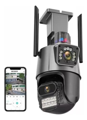 Cámara de seguridad 2 en 1 4MP — doble lente con rotación 360°