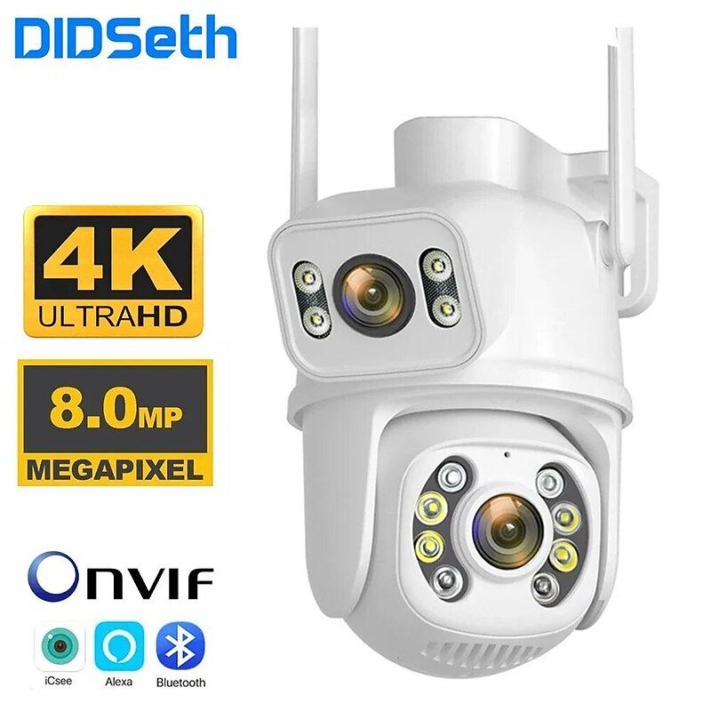 Cámara de seguridad WiFi 2 en 1 con doble lente y resolución 4 MP