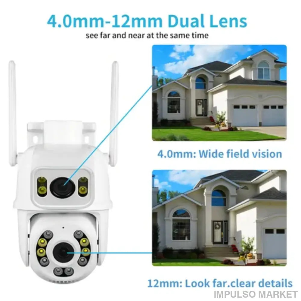 Cámara de Seguridad 2 en 1 - Doble Lente y Visión 360° - Hogar