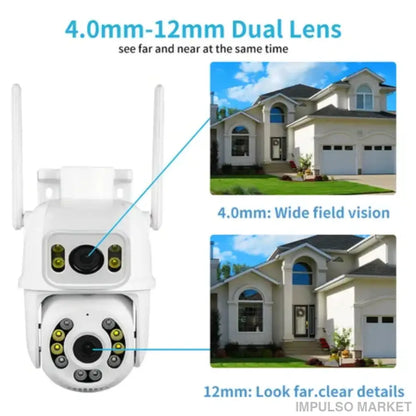 Cámara de Seguridad 2 en 1 - Doble Lente y Visión 360° - Hogar